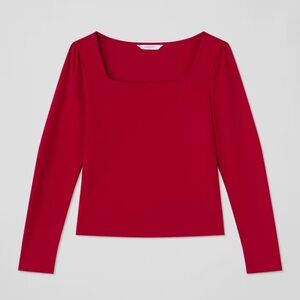 LK Bennett Alex Red Square Neck Top